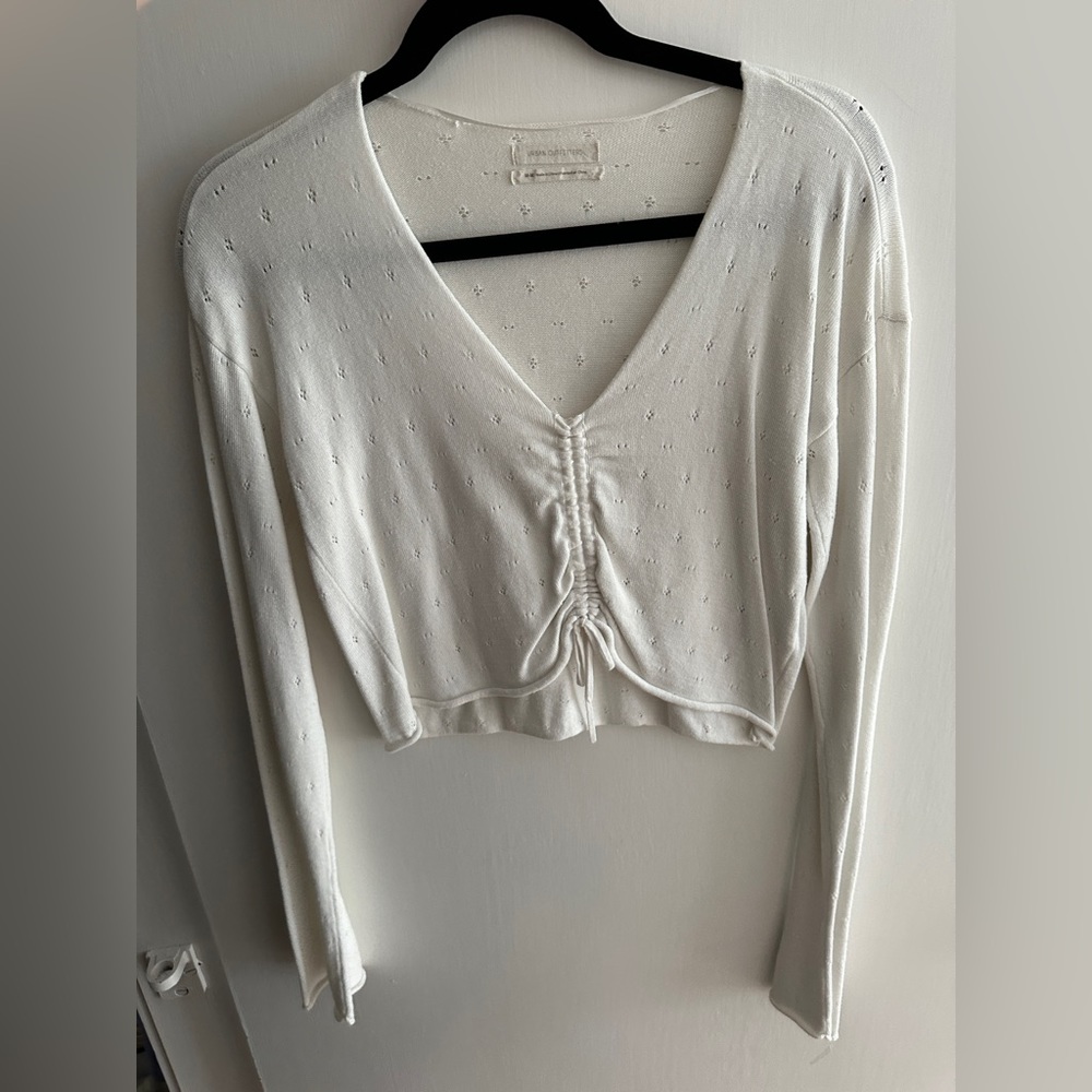 Urban Outfittters - Drawstring Ruched Eyelet Top - M